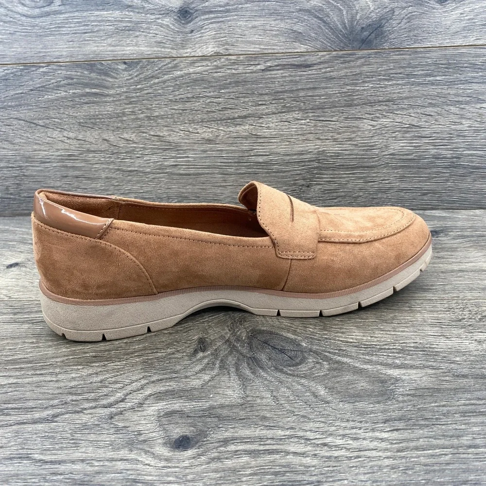 Dr. Scholls Nice Day Loafers Womens 9M Tan Faux Suede Penny Slip On Shoes